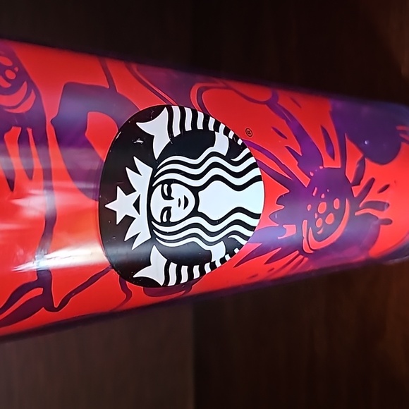 2014 Starbucks 24 oz Venti Cold cup Tumbler Purple Red Hibiscus, Rare, preowned - Picture 2 of 5